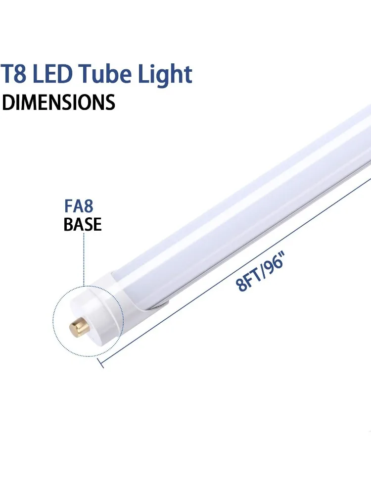 LED Tube Light, T8 8FT LED Bulbs 45W 5000K Daylight White FA8 Base LED Tube Lights, Fluorescent Light Bulbs Replacement