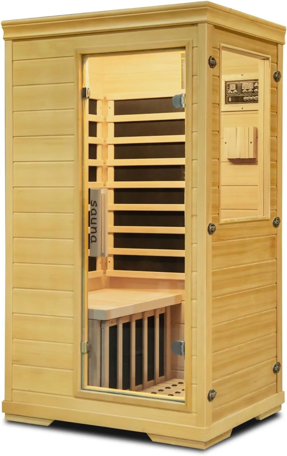 

Far Infrared Sauna,1 Person Indoor Side-Opening Home Sauna Canadian Hemlock Wood Dry Sauna 1050W Carbon Heating Panels Infrared