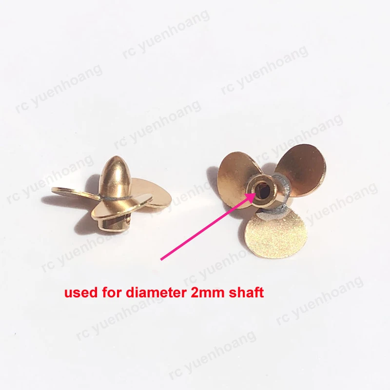 Marine 3 Blades Propeller Shaft Hole 2mm Paddle Diameter 14mm CW/CCW Brass Props 14x2mm for 1/350 1/700 RC Boat DIY Model