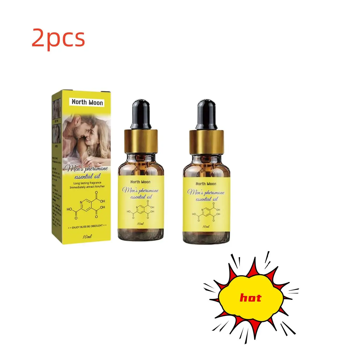 Óleo Essencial Infundido com Feromona, Homens para Atrair Mulheres, Óleo de Fragrância Unisex, 10ml, 2Pcs