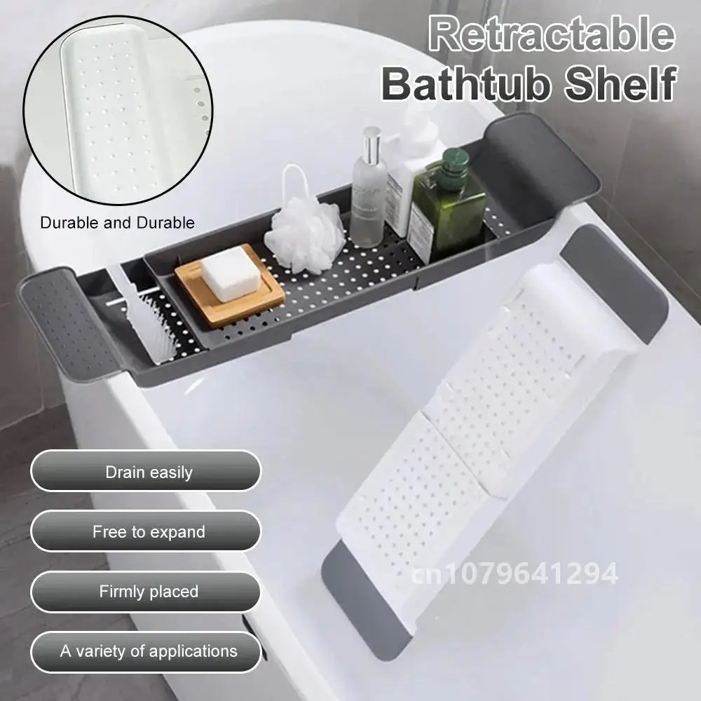 Bathtub Shelf Extendable Bathroom Bathtub Tray Tub Mobile Phone Bracket Organizer Towel Book Holder Kitchen Sink Storage Board