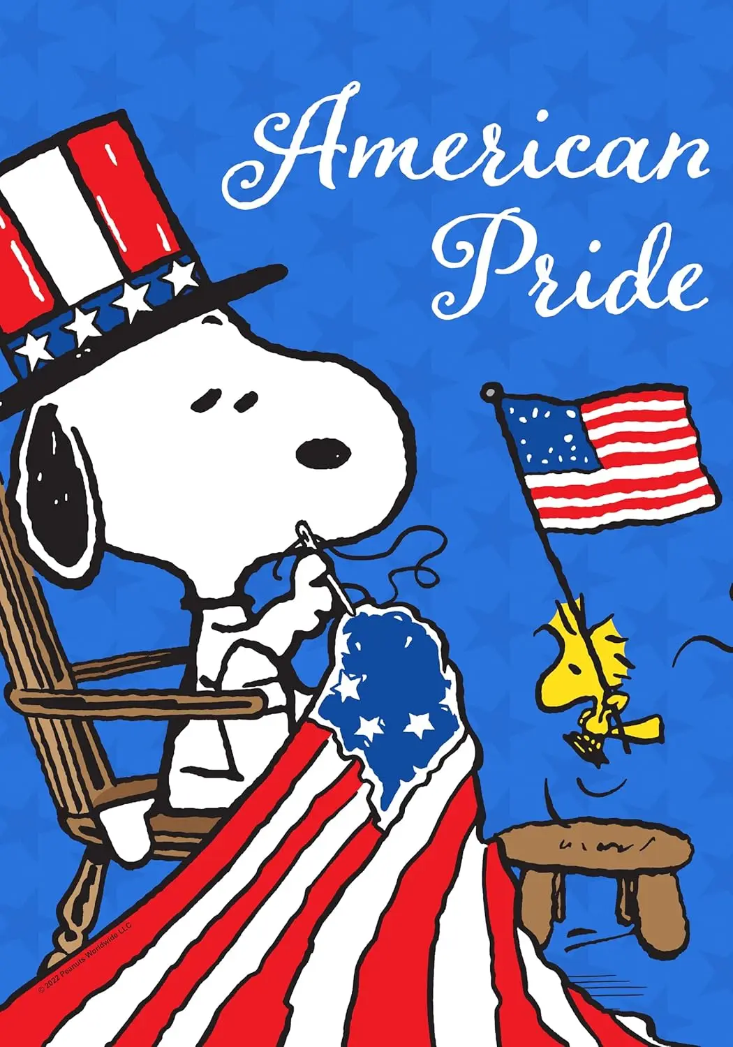 PEANUTS Proud to Be American Snoopy and Woodstock Patriotic Garden Flag, 12.5