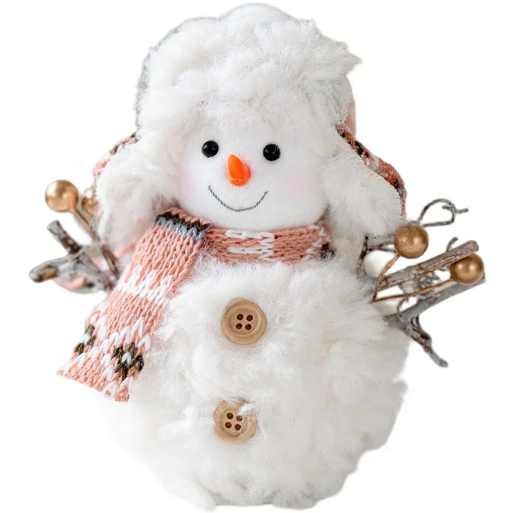 

Knitted Snowman Plush Doll for Holiday Decorations Soft Plush Material Christmas Tabletop Ornament for Festive Home Display