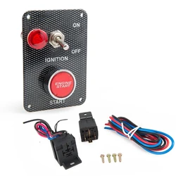 Car Accessory 12V LED Toggle Ignition Switch Panel Engine Start Push Button Set Universal for 12V Power Speediness & Racing Car