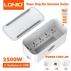 LDNIO Power Strip Organizer  Extension Cord Electrical Socket Plug Adapter With Cable Management Box Home Office Network Filter