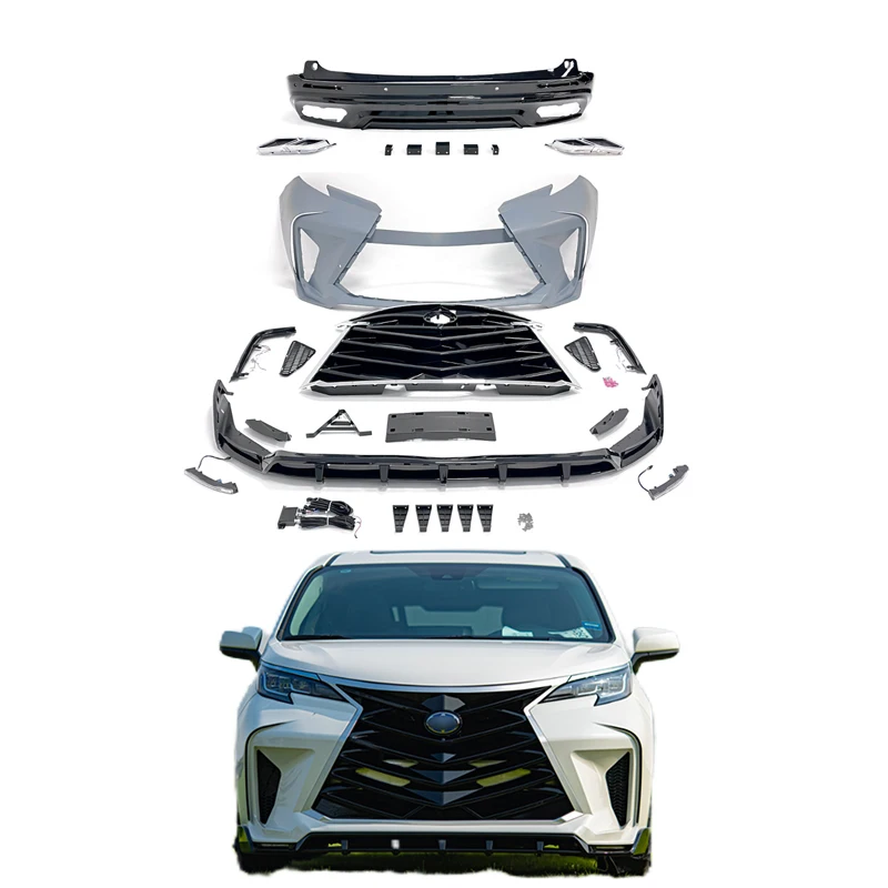 Facelift Body Kit for  Sienna 2021 2022 Car Thunder-1 Style Front Bumper Grille Rear Diffuser Kit UP