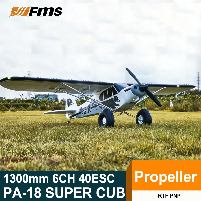 FMS Remote Control Model Plane 1300MM 1.3M PA-18 J3 Piper Super Cub RC Airplane PNP Trainer Electric Aircraft Outdoor Sports