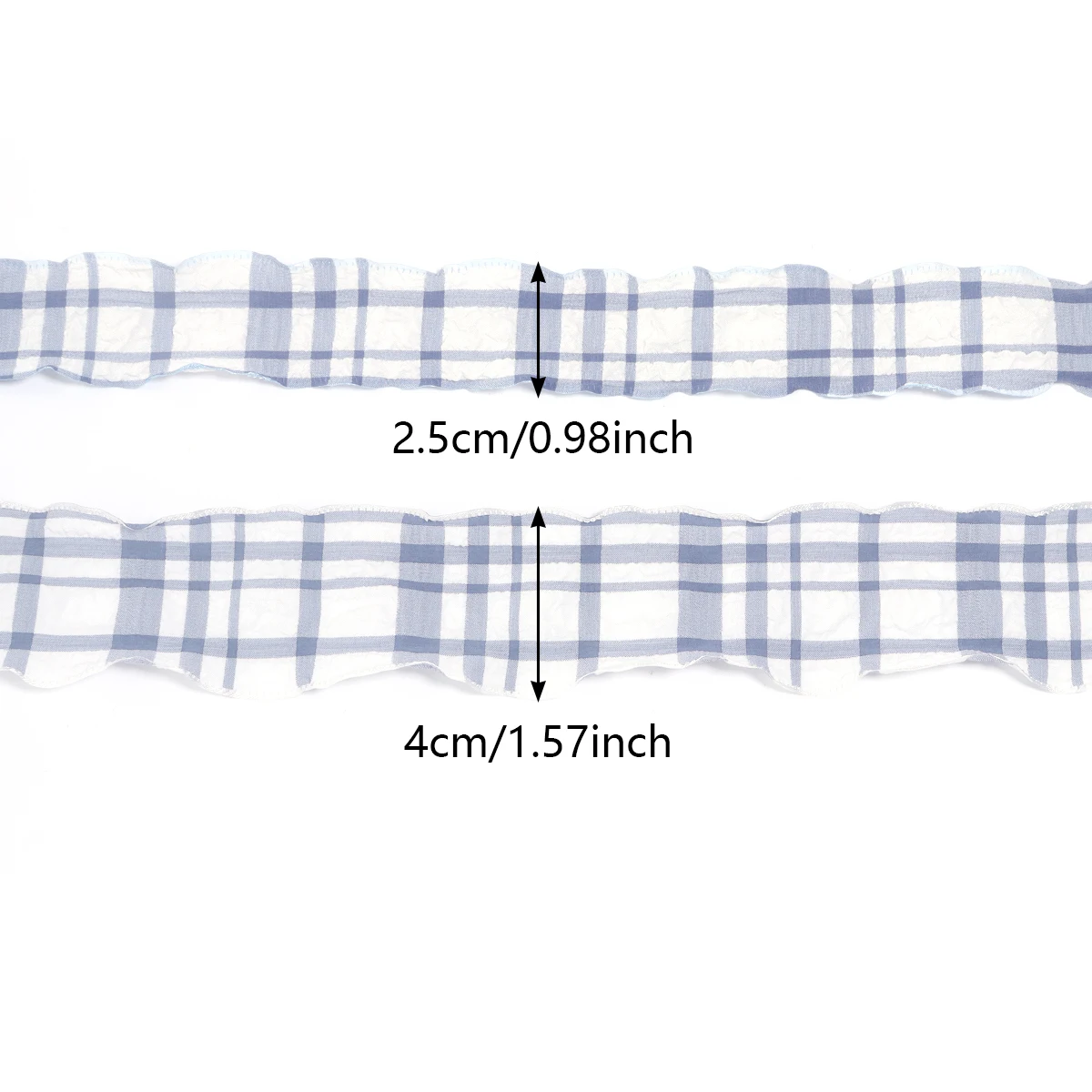 5Yards/Lot 2.5cm Polyester Plaid Ribbons Wrinkled Seersucker Ribbon For DIY Sewing Crafts Gift Cake Packaging Party Decor
