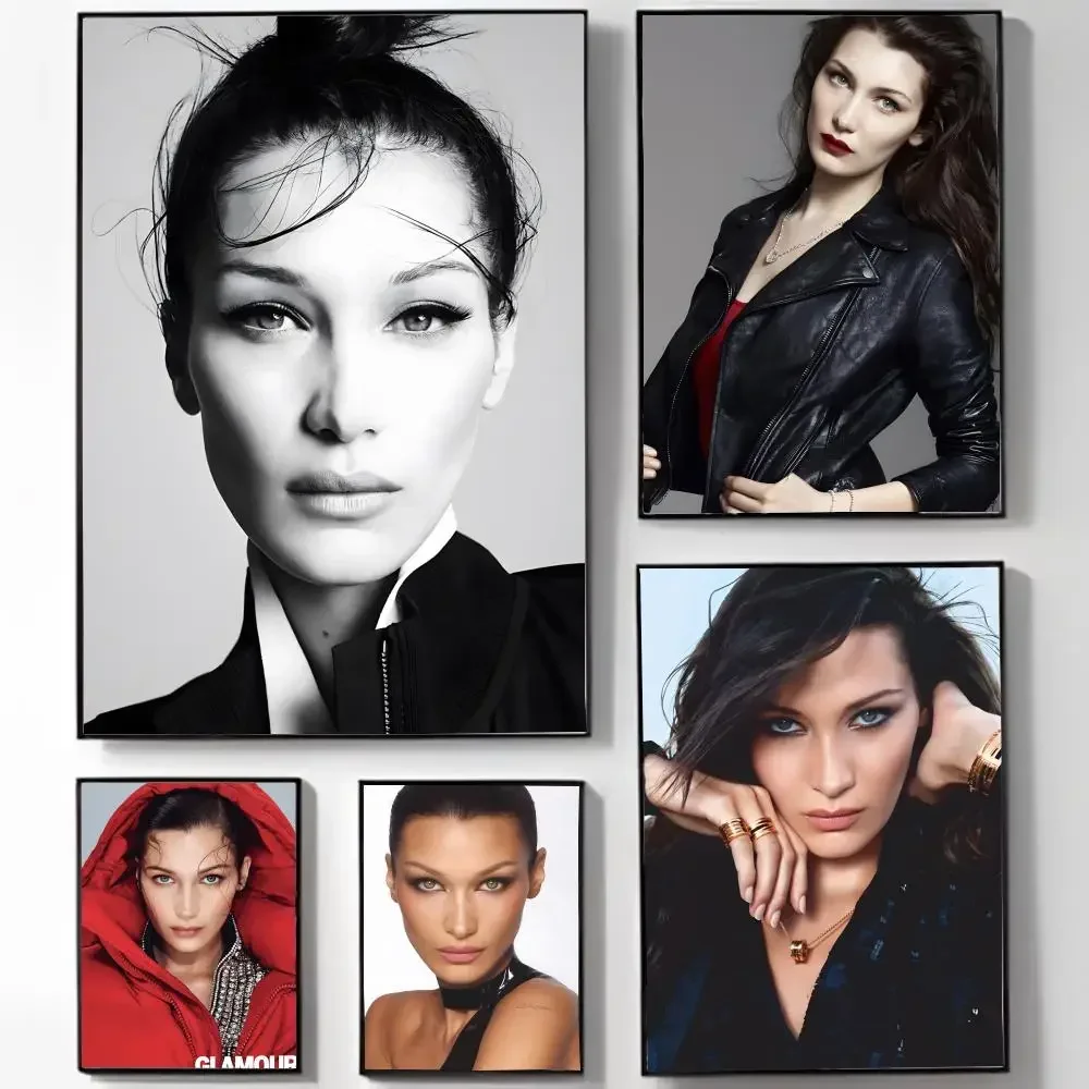 B-bella H-Hadid supermodel Poster Self-adhesive Art Waterproof Sticker Coffee House Dorm Room Wall Decor