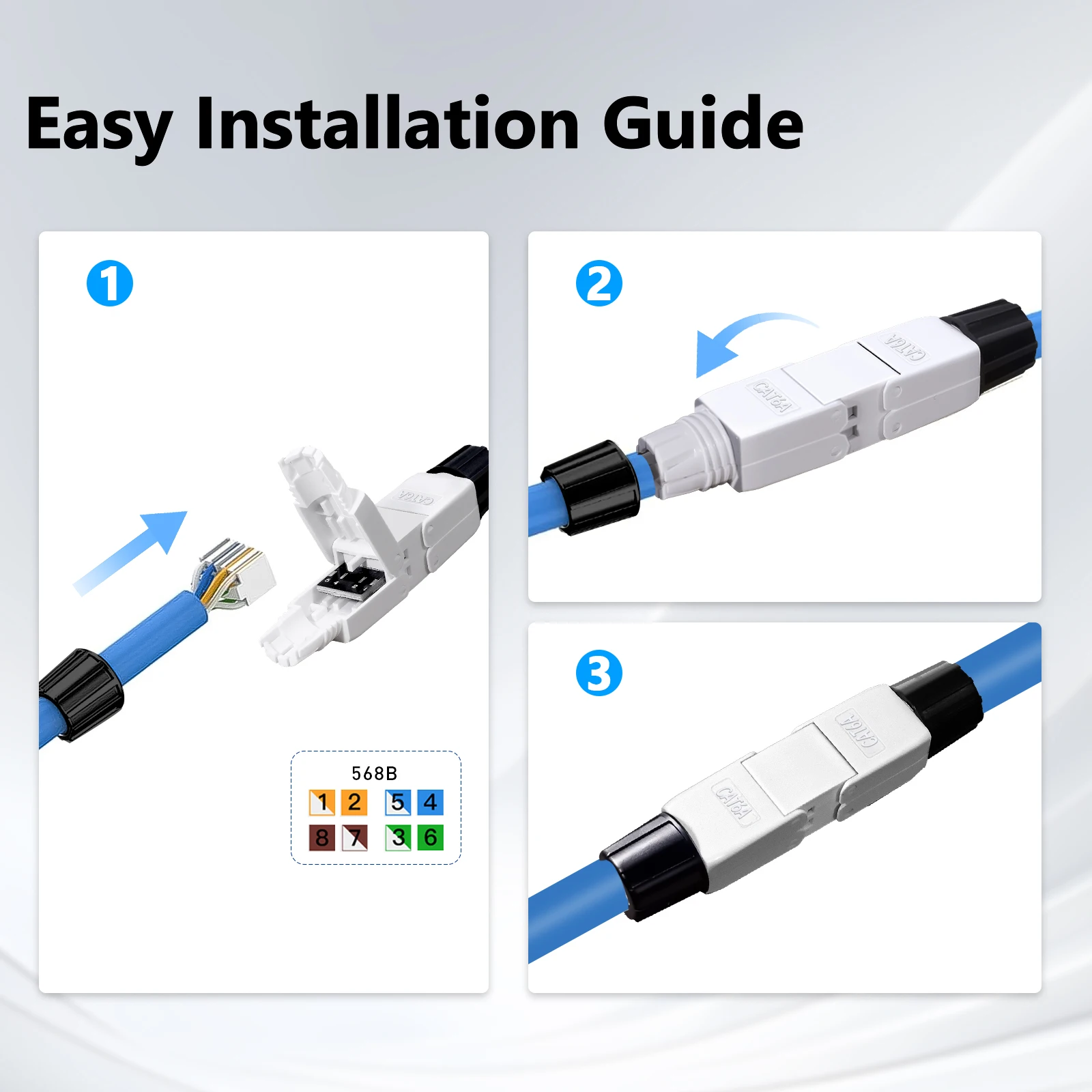 ZoeRax Werkzeugloser RJ45 CAT7 CAT6A Kabelverlängerungs-Verbindungsadapter 10 Gbit/s Ethernet-Kabelverlängerung für CAT7/CAT6A-Netzwerkkabel – Detail 4