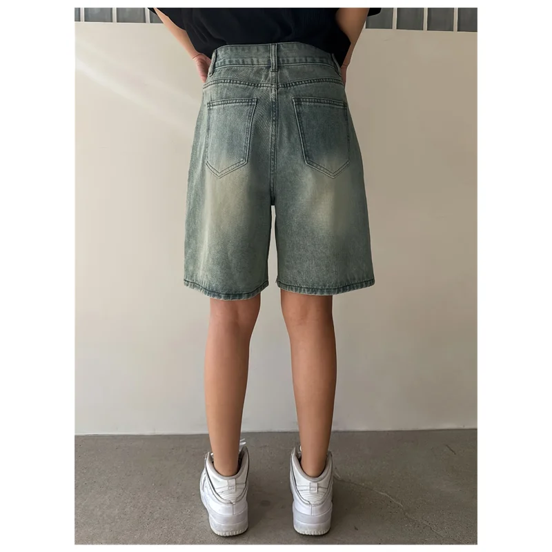 Damen Shorts Sommer blau Jeans mit hoher Taille y2k gerade plus Größe klassische Freizeit hose Streetwear Vintage Jeans shorts mit weitem Bein