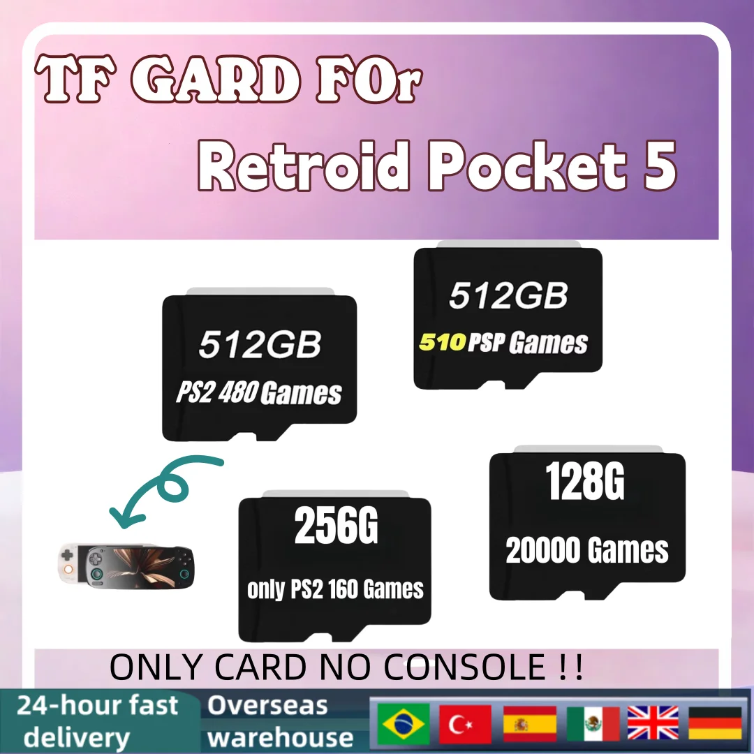 Retroid Pocket 5 Memory Card TF Card for Rp5 Popular Classic Retro Game PSP PS2 Android Portable Handheld 512G 510 PSP SD Card