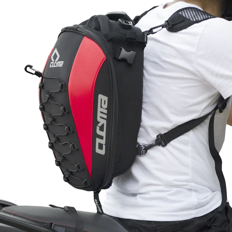 CUCYMA Motorcycle Rear Seat Tail Bag Helmet Bag 20L Expandable Waterproof Riding Luggage Backpack Travel Storage Pack
