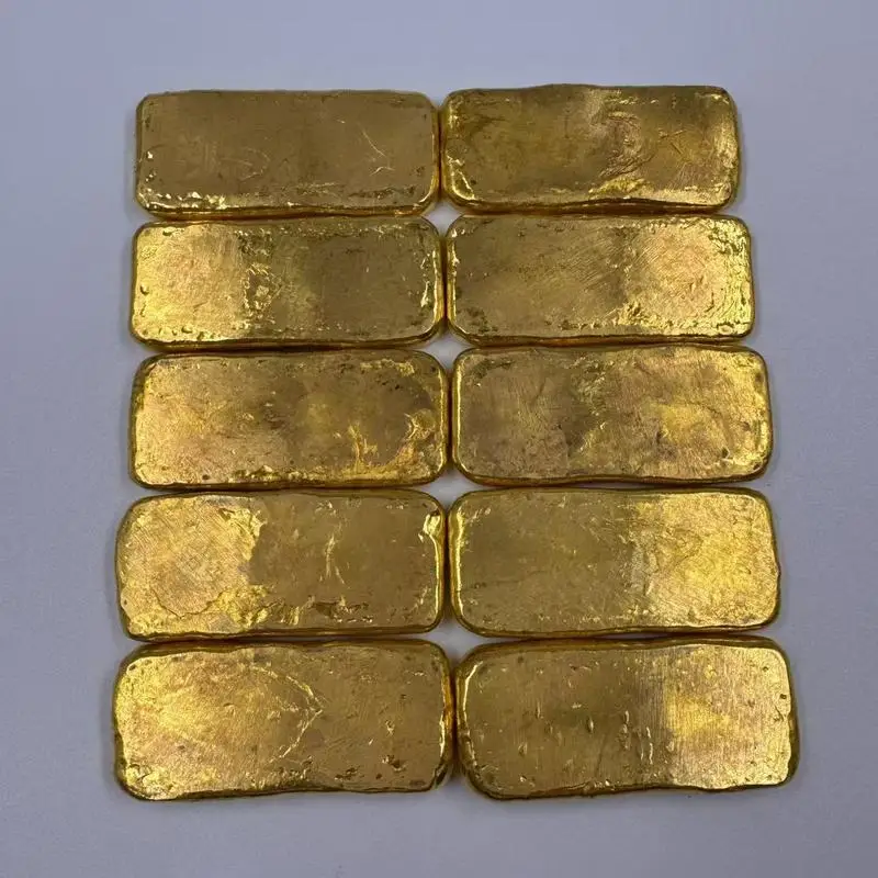 Ming bars, gilded brass , solid gold ingots from the Qing Dynasty, film props and decorativ