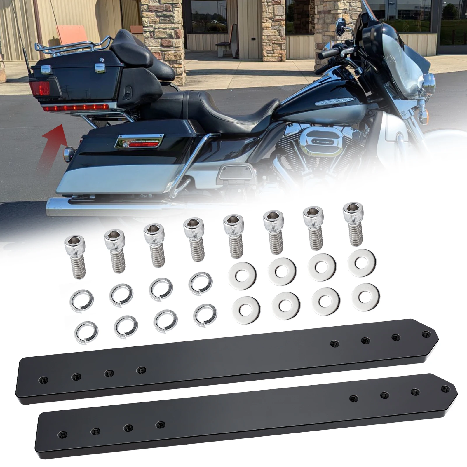 

Touring Adjustable 1"-3" Tour Pak Pack Trunk Luggage Relocator Extender Kit for Harley 2009-2013 Electra Road Street Glide King