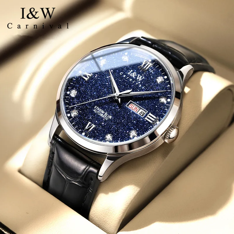 

I&W Brand Fashion Business Watch Men Luxury Sapphire Calendar Automatic Mechanical Wrist Watch 30M Clock Waterproof Montre Homme