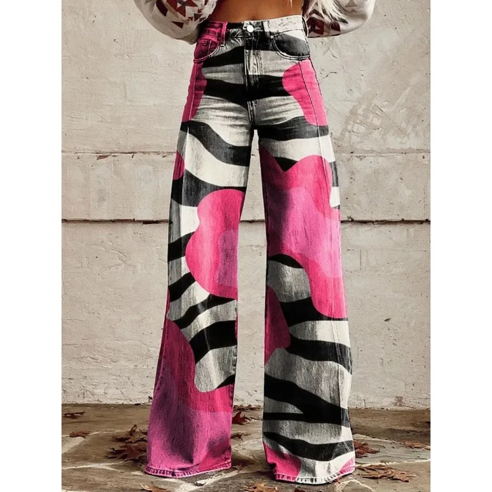 Vintage Leopardenmuster Weite Hose 100% Baumwolle Hohe Taille Locker Sitzende Lässige Palazzo-Hose Sommer Urlaub Streetwear Hose – Detail 11
