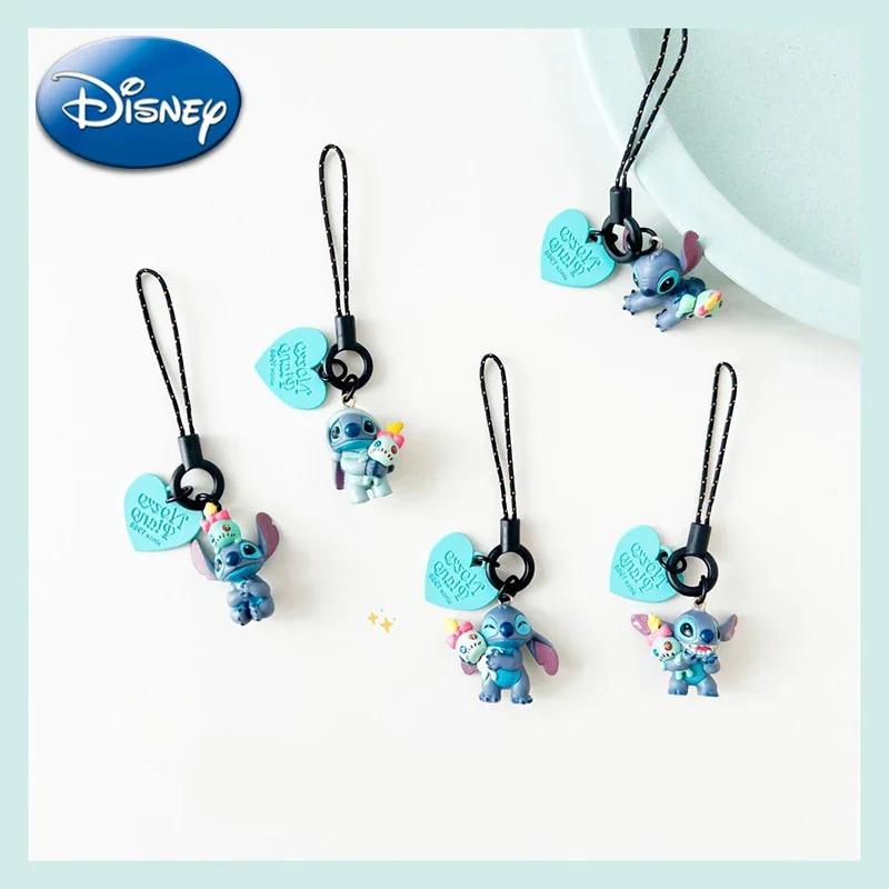 Disney Lilo and Stitch Keychain Phone Case Rope Pendant Kawaii Anime Figures Key Chain Backpack Decoration Keyring Lovers Gifts