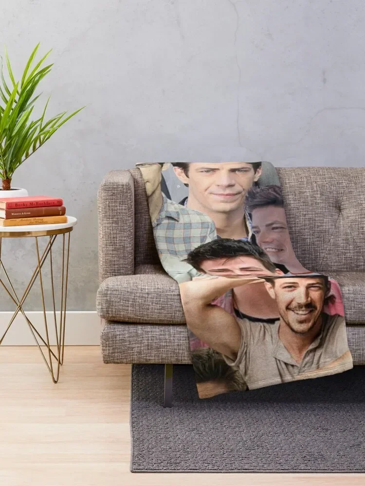 grant gustin photo collage Throw Blanket Furrys Comforter Sofa Quilt Polar Blankets