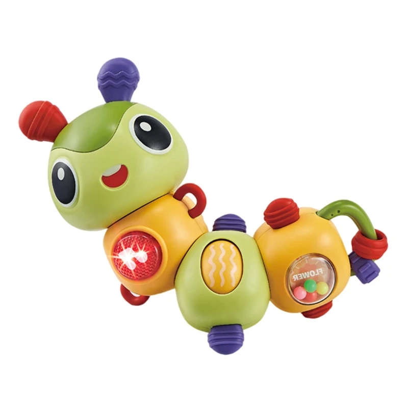 Infant Stimulating Caterpillars with Sound and Light Rotating Nurseries Educational Sensory Toy Toddler Learning Game D5QF