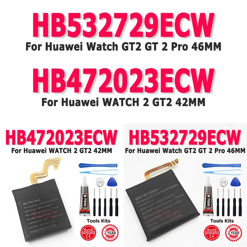 NEW HB532729ECW Battery for Huawei Watch GT2 GT 2 Pro 46MM HB472023ECW For Huawei WATCH 2 GT2 42MM + ToolS