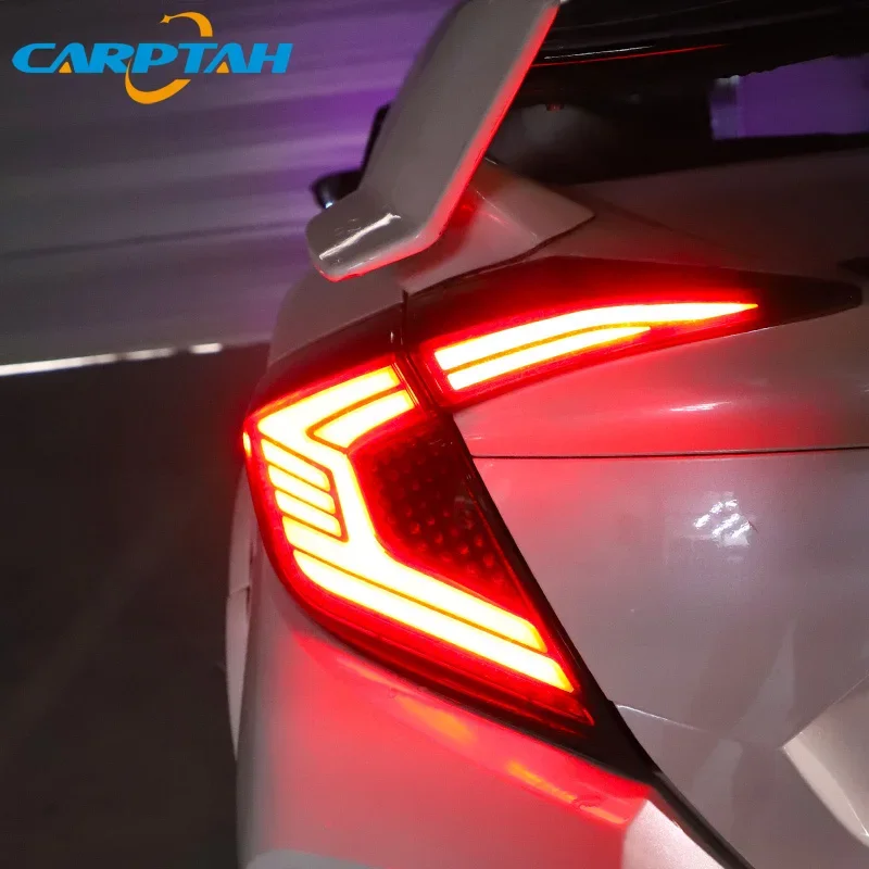 Car Styling Tail Lights Taillight For Honda Civic Sedan 2015-2020 Rear Lamp DRL + Dynamic Turn Signal + Reverse + Brake LED