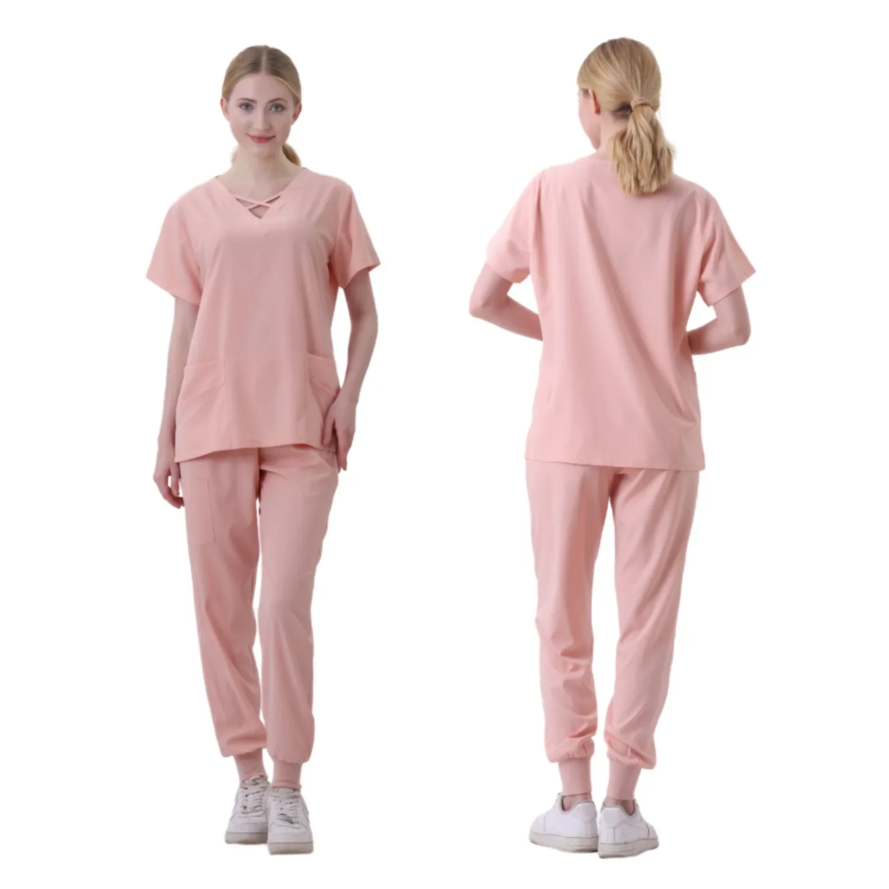 Hospital Doctor Nursing Uniform Women Wholesale Casual Short Sleeved V-Neck Jogger Suits Nurse Phary Working Medical Uniforms