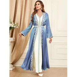 Two Pieces Abaya Set Women Long Dress Eid Mubarak Muslim Moroccan Caftan Arabic Dubai Jalabiya Ramadan Kimono Djellaba Vestidos