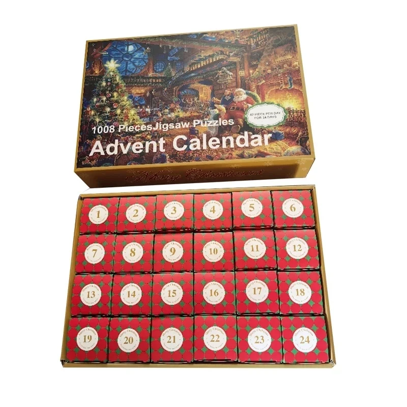 Advent Calendar 2023 Christmas Jigsaw Puzzles 1008pcs 24 Days Christmas Countdown Calendar Thanksgiving Gift Family Game Puzzle