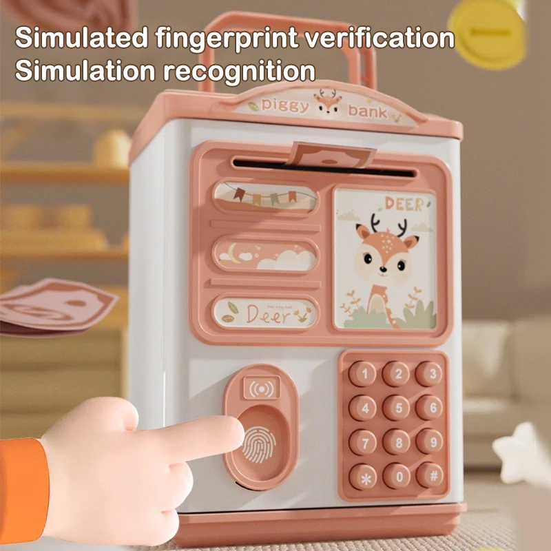 

1Pcs Electronic ATM Coin Deposit Box Fingerprint Banknote Cash Safe Children's Gift
