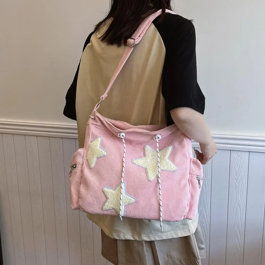 Bag Cute Design Sense Star Schoolgirl High Capacity Support Corduroy Bags Large Single Commuter Crossbody Drawstring Should W8D5