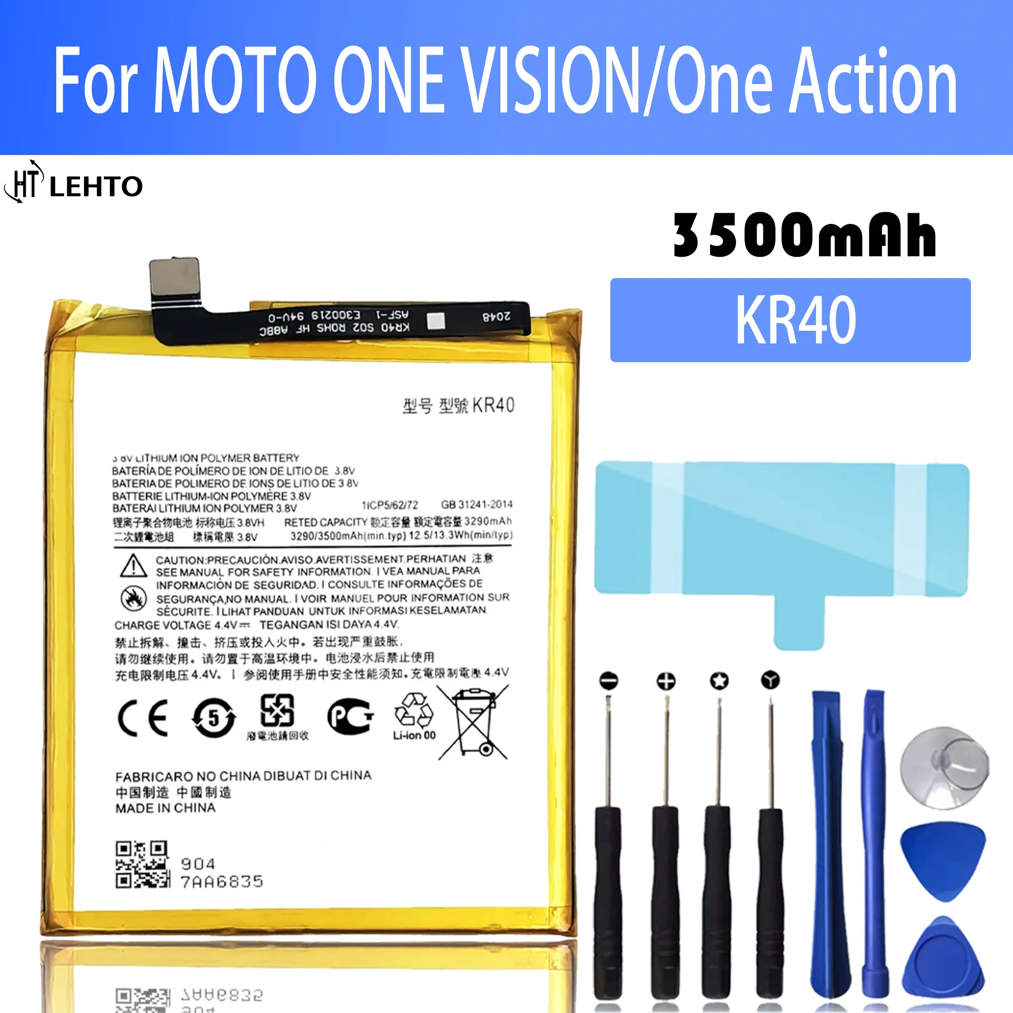 KR40 Battery For Motorola Moto One Action XT2013-1 / One Vision XT1970-1 Repair Part Original Capacity Phone Batteries Bateria