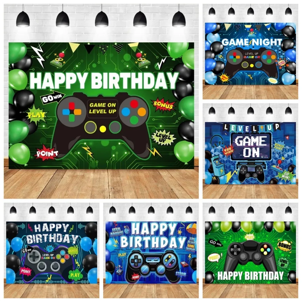 

Game Night Game Opening Theme Banner Background Cloth, Children and Boys' Birthday Party Decoration Photography Studio Backdrop