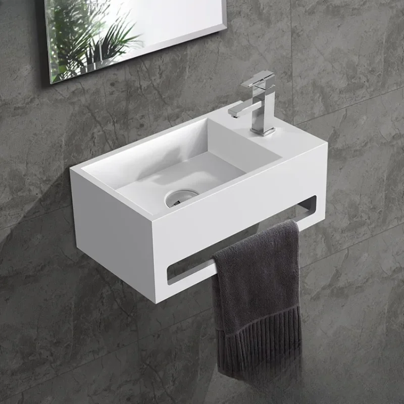 acrylic solid surface  resin vanity wall hung bathroom sink artificial stone wash basin