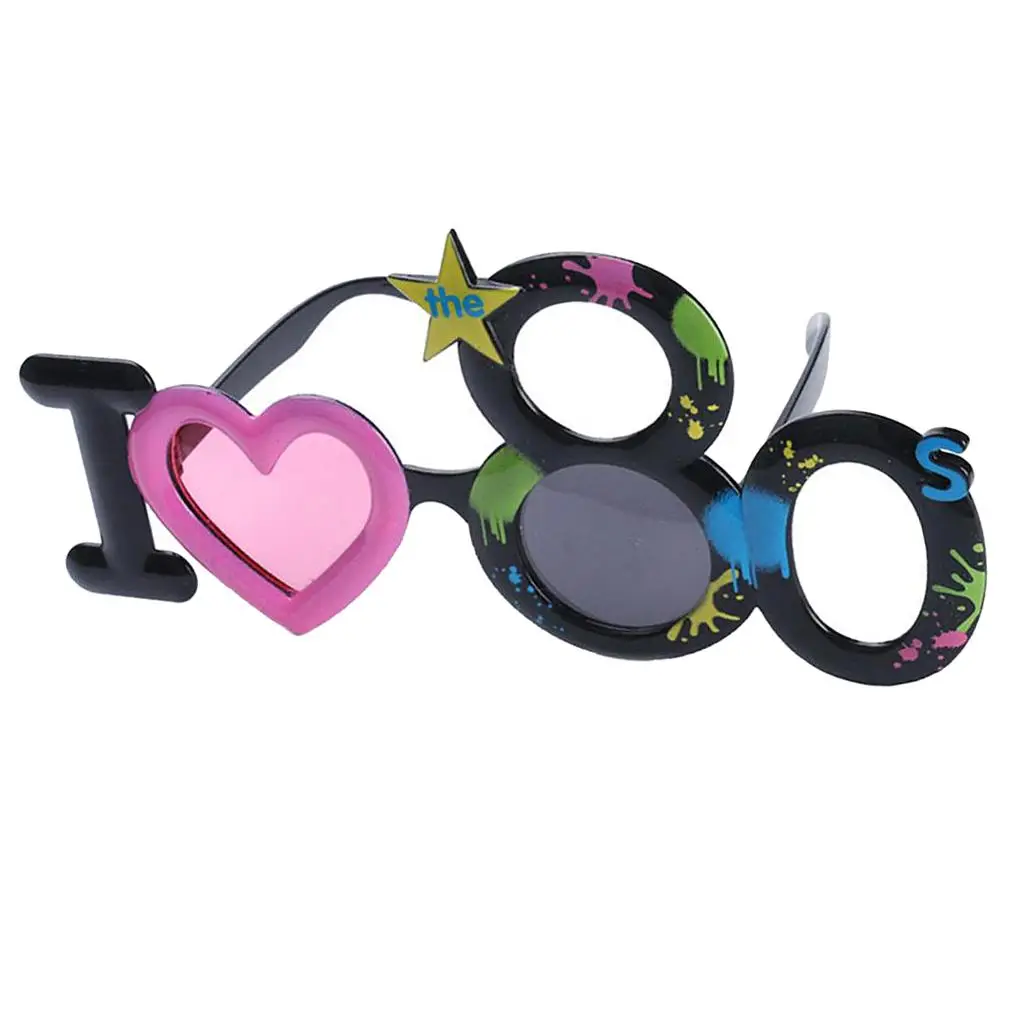 Okulary przeciwsłoneczne unisex dla dorosłych i dzieci, plastikowe, nowość, I LOVE THE 80s, rekwizyty do zdjęć, akcesoria do kostiumów na urodziny, lato, plażę, koktajl