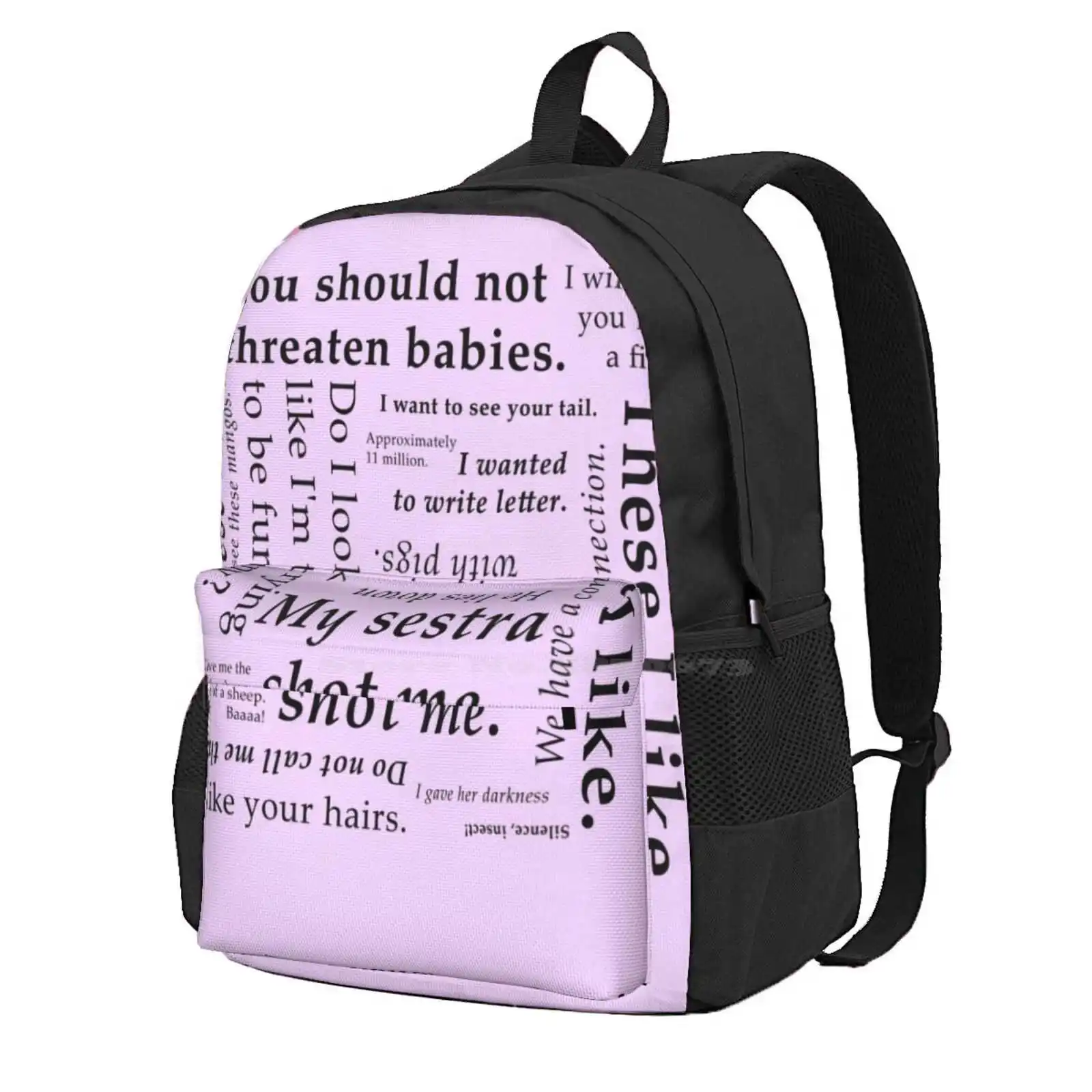 Helena Quotes Hot Sale Schoolbag Backpack Fashion Bags Orphan Black Helena Clone Club Clones Quotes Ob Text Sestra Simple Tv