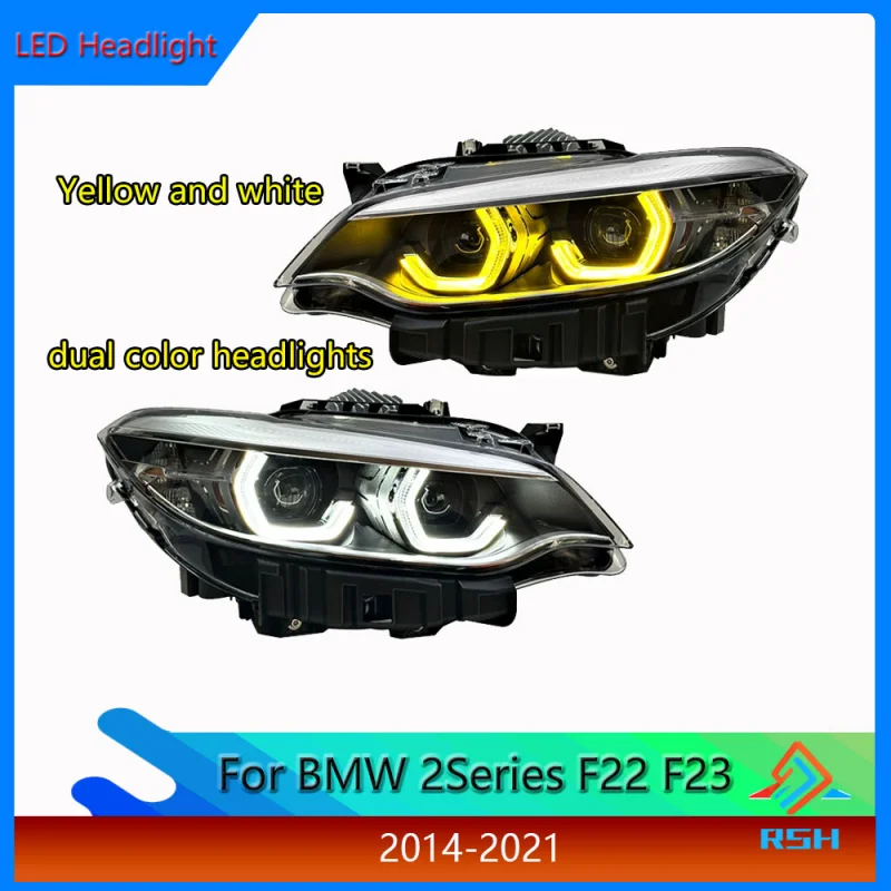 

Car Yellow And White Dual Color Headlights For BMW 2 Series M2 F22 F23 Headlight Assembly 2014-2021 Modified LED Spoon DRL Lens