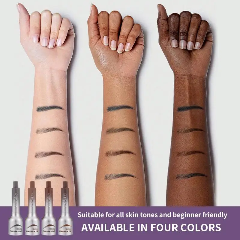 Crème de teinte pour sourcils imperméable et longue durée avec brosse, crayon à sourcils liquide anti-taches pour sourcils précis et d'apparence naturelle