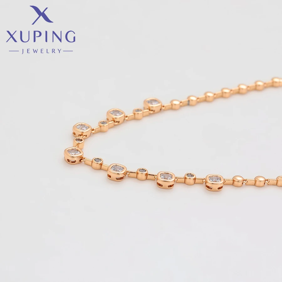 Xuping Jewelry New Arrival Square Stone Length 45cm Necklace of Light Gold Color Necklaces for Women Exquisite Gift X000849111