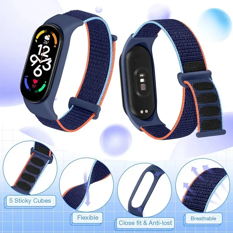 Bucle de nailon para Xiaomi Mi Band 7-7 nfc Smartwatch pulsera deportiva Miband7 Correa pulsera de repuesto banda inteligente 7 6 5 4 3 Correa