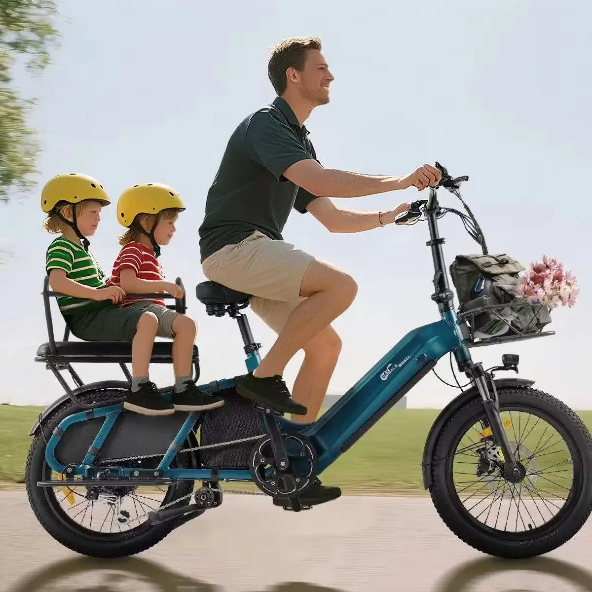Electric Bicycle with Rear baby Seat Selectable Motor Wattages