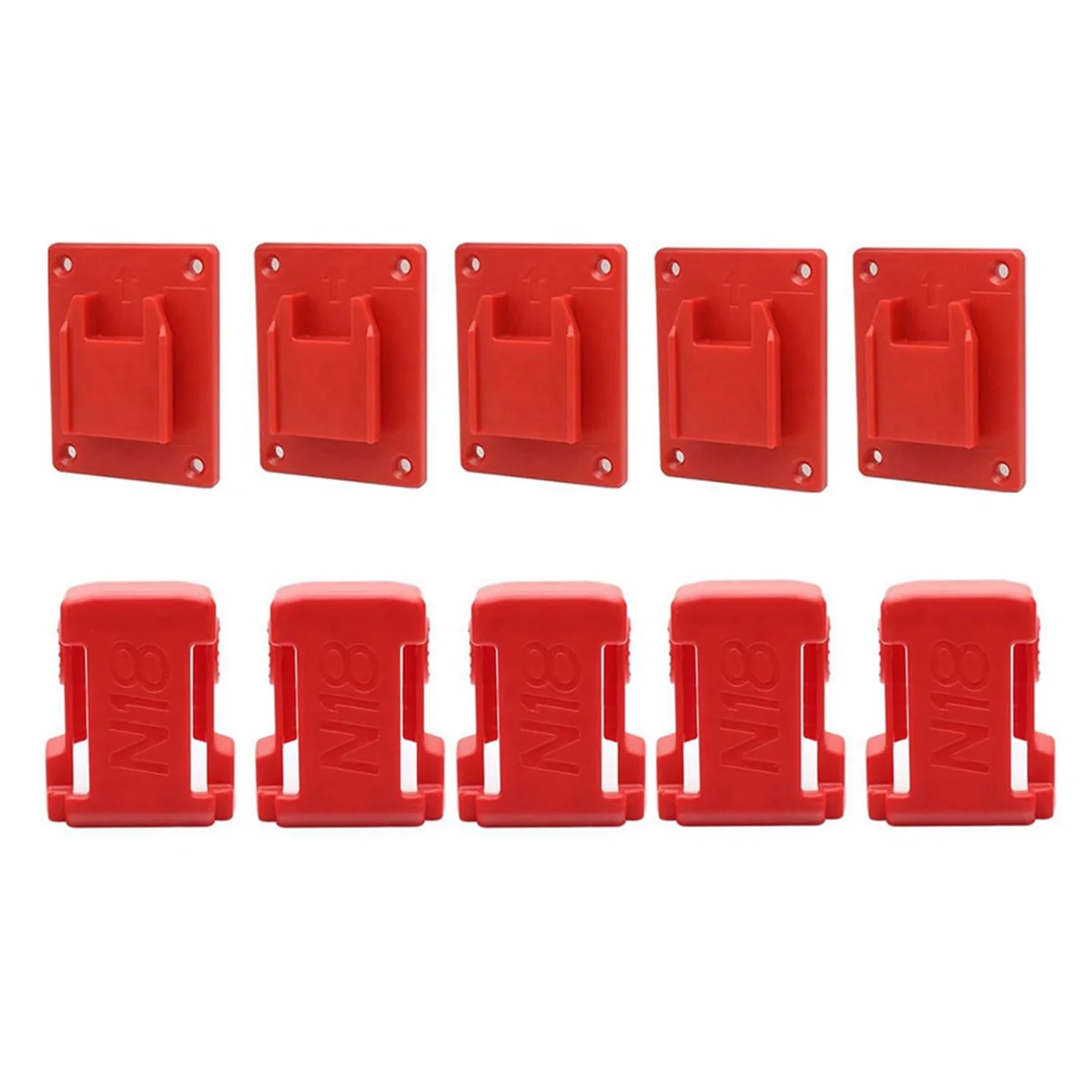 For Milwaukee M18 18V Battery Tool Holders Battery Holders Wall Mount Red Drill Tool M8 Holder with ScrewsB84B