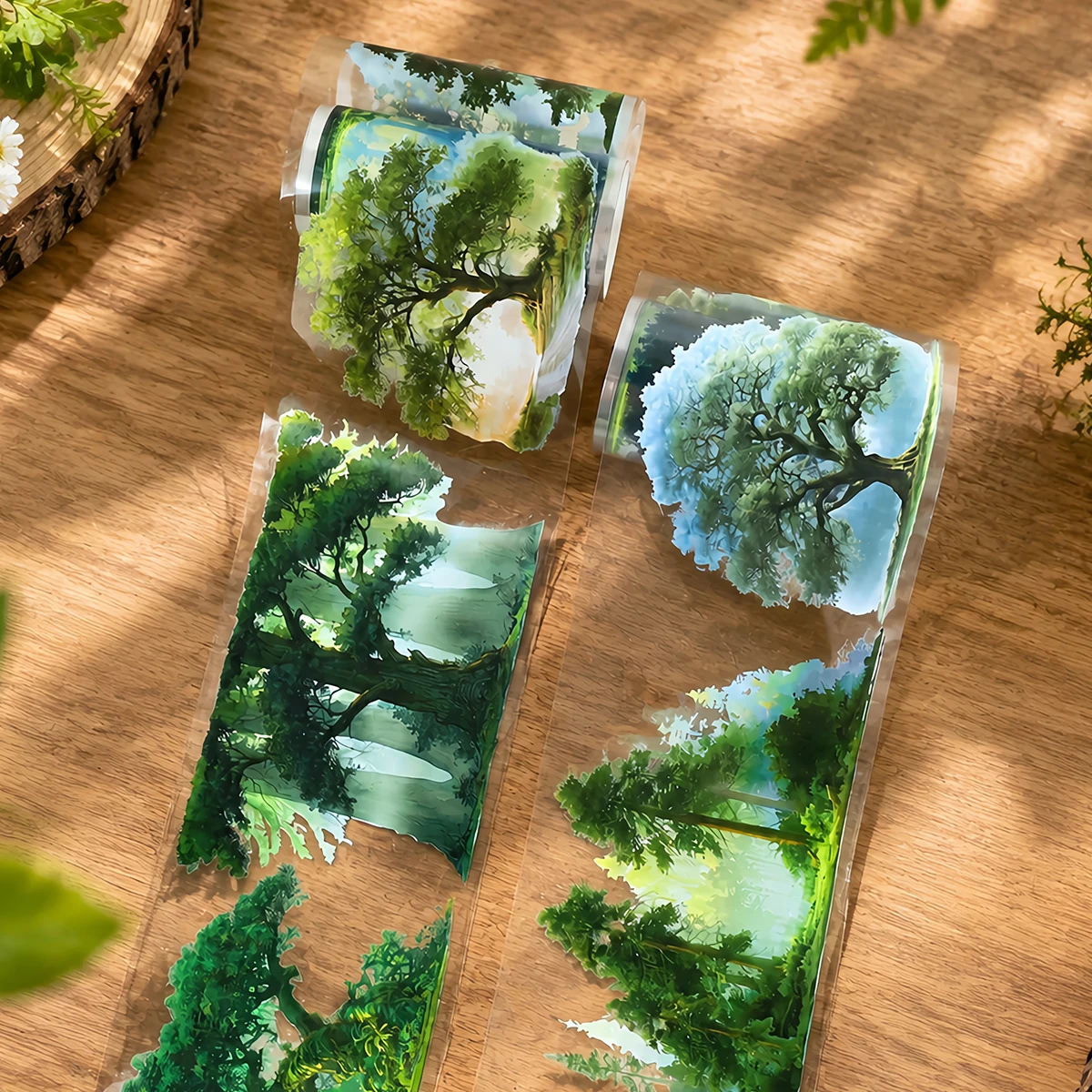 8cm*2m/Roll Forest Tree Landscape PET Tape Woodland Forest Scenery Decorative Tape For Sticker Scrapbooking Journal Loop200cm