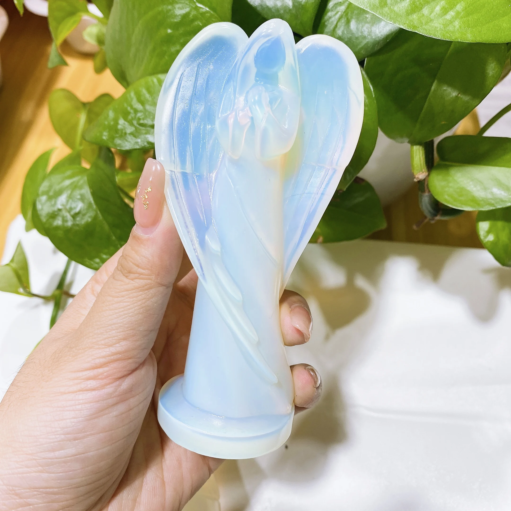 

Opalite Wings Angel Figurines Crystal Quartz Stone Reiki Healing Office Home Decor Butterfly Fairy Rune Guardian Angel Decor Gif