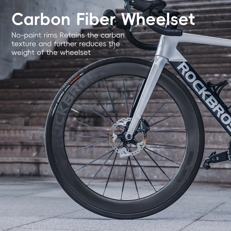 Rockbros pneu de bicicleta de fibra de carbono de alta qualidade, bicicleta de estrada de carbono com 24 velocidades, bicicleta de estrada profissional completa de carbono