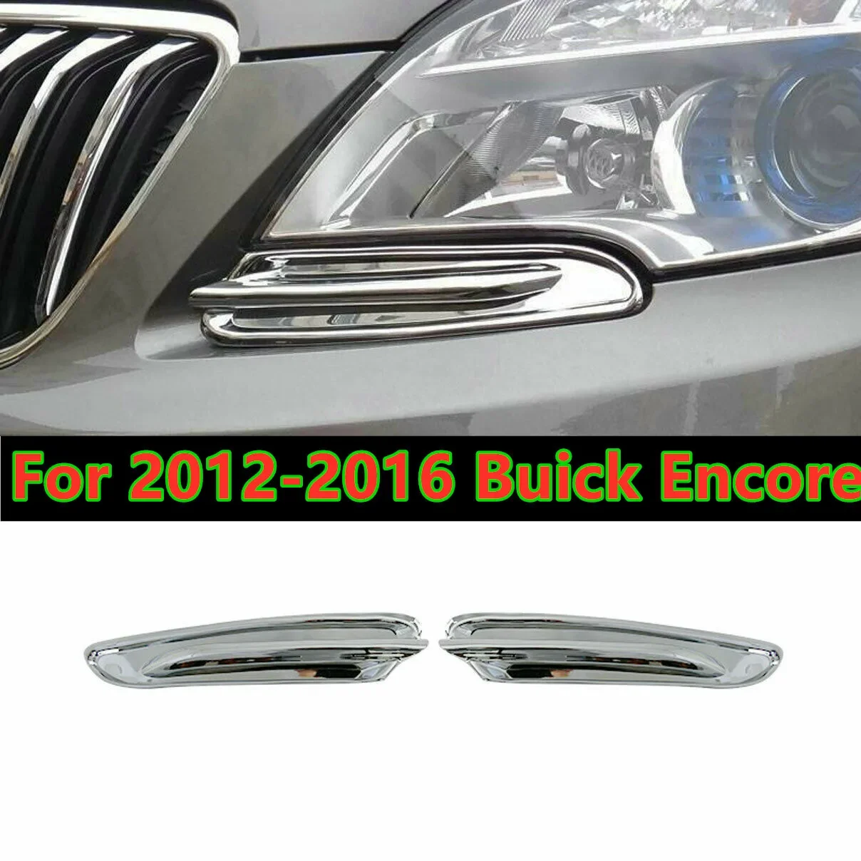 Front Light Trim Cover Head Lamp Bezel Molding Chrome For Buick Encore 2012-2016