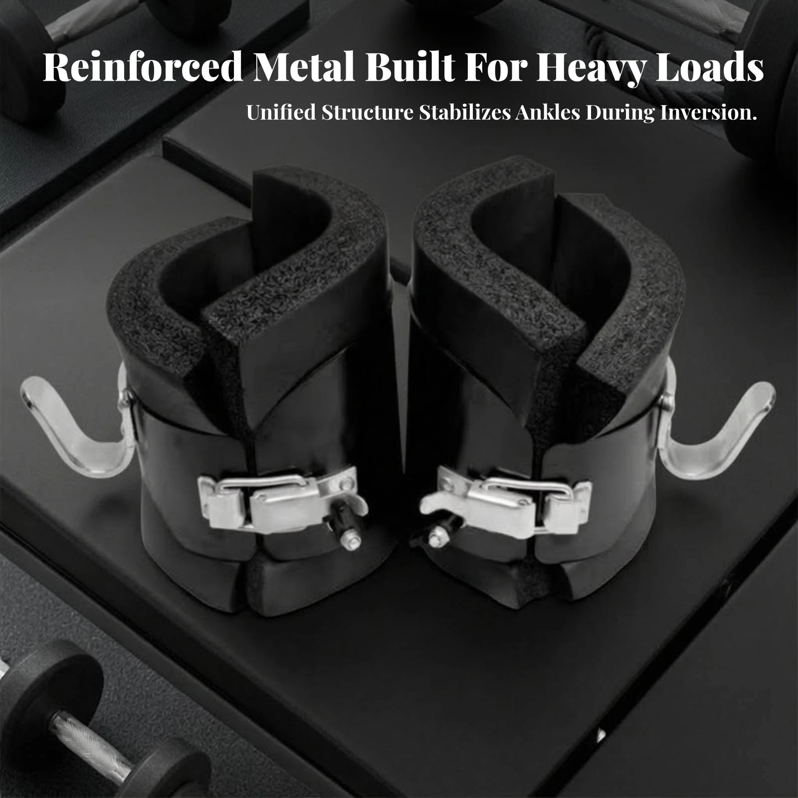 Hanging Ankle Cuffs with Assist Rope | Heavy-Duty, Padded, Inversion Cuffs with Metal Hooks, for Pull-up Workouts