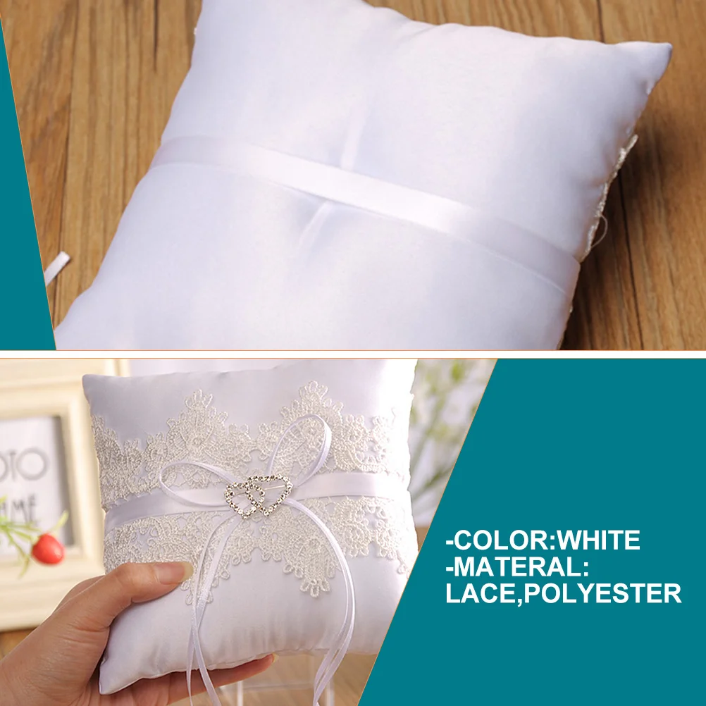 

Lace Wedding Ring Pillow Bridal Accessories Compact Size Decorative Ribbon Ceremony Party Proposal Valentine Special Occasions