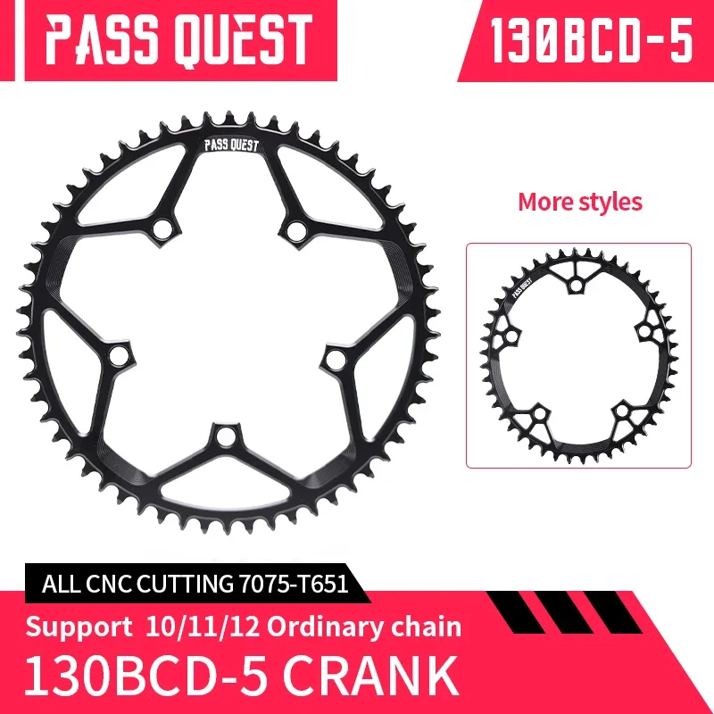 

PASS QUEST-130BCD-5 crankHollow Narrow Wide Chainring Black Chainwheel Fit for MTB Road Bike 42-58T