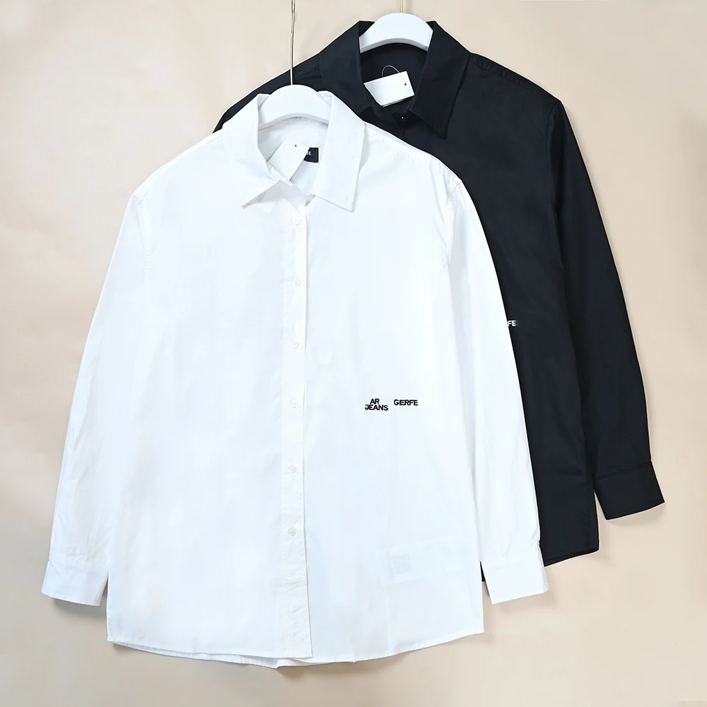 

Новая женская хлопковая рубашка с вышивкой и надписями, свободного кроя, с длинным рукавом, удобная, дышащая, слегка эластичная, в стиле K, весенняя мода